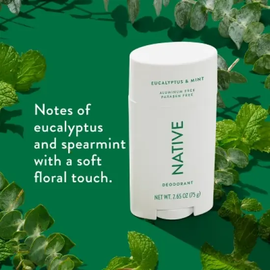 Native Solid Deodorant for Men & Women - Eucalyptus & Mint - Aluminum-Free 2.65oz image {2}