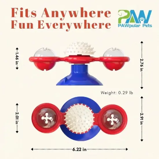 Cat Entertainment Set: Interactive Rotating Disk, Feather Teasers, Tumbler, Windmill Toy - Keeps Cats Active & Engaged Blue image {3}