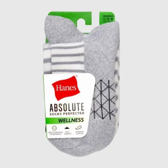 Hanes Women's Absolute Wellness 2pk Over-the-Calf Socks, Mild Graduated Compression - Gray/Black 5-9: Cotton Blend, Cushioned Sole, Seamless Toe image {5}