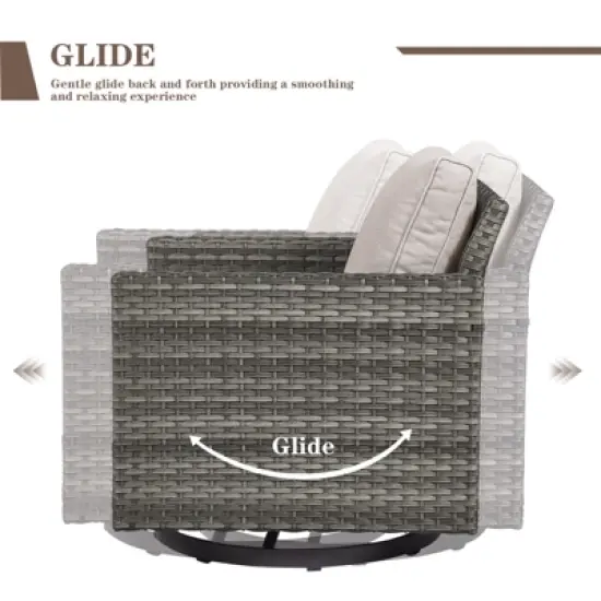 Buenhomino Outdoor Wicker Patio Furniture Set with 43" Propane Fire Pit, Swivel Patio Chairs Set with Sofa Couch, Fire Pit Table and Ottoman image {9}