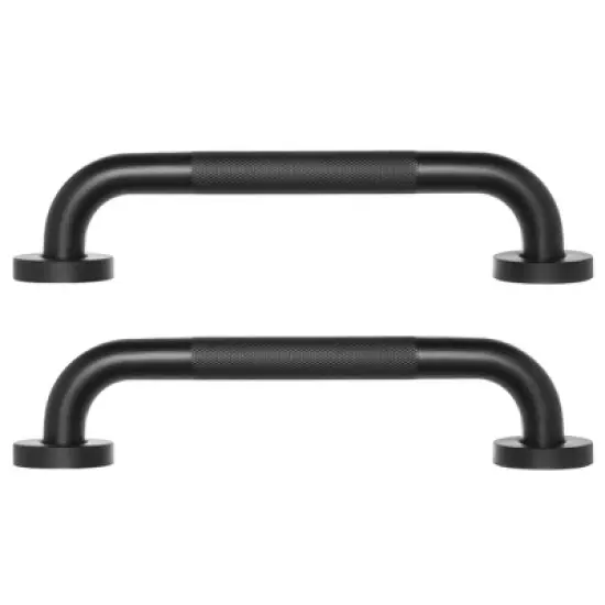 Built Industrial 2 Pack Grab Bars for Bathtubs and Showers, 12 Inch Anti-Slip Handle for Elderly, Handicap, Seniors, Black image {6}