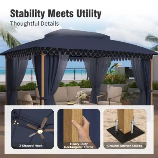 Captiva Designs 10x13 Patio Gazebo with Screened Canopy & Mosquito Netting &ndash; Heavy Duty Outdoor Shelter for Lawn and Garden image {6}