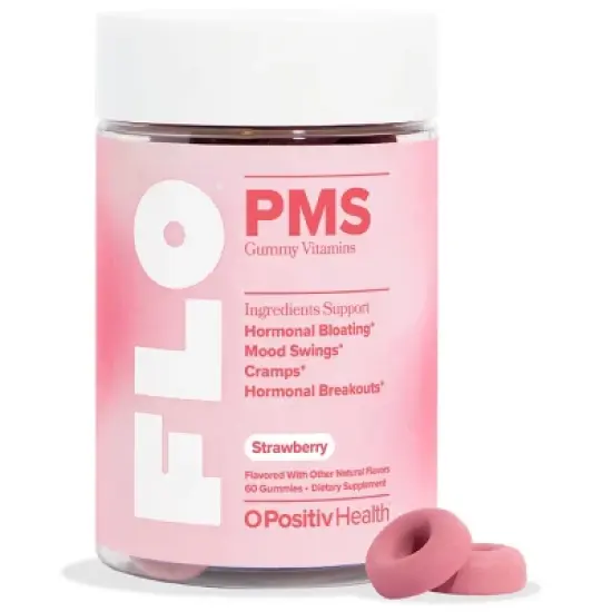 O Positiv FLO PMS Vegan Gummy Vitamins for Women with PMS & Menstrual Symptom Relief, Hormonal Bloating & Cramps Support - 60ct image {6}