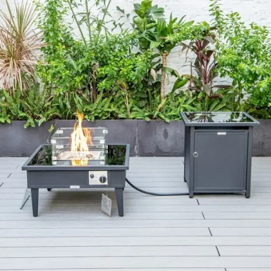 LeisureMod Walbrooke Patio Square Fire Pit and Tank Holder image {1}