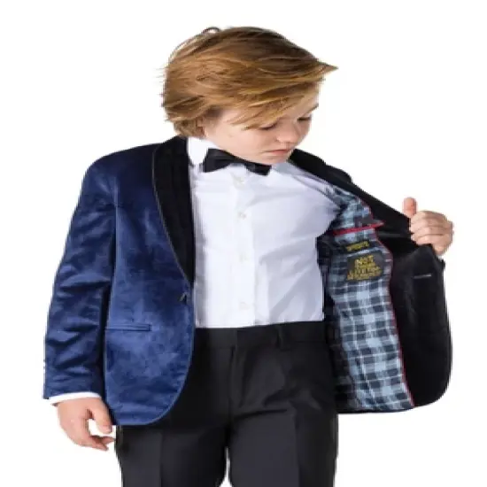 OppoSuits Deluxe Boys Blazer - Dinner Jacket - Deep Navy Blue image {3}