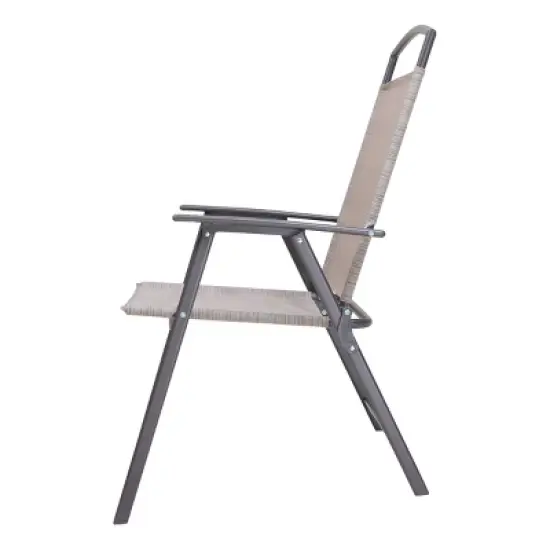 6pc Patio Dinning Set with 4 Folding Chairs Glass Table and Tan Umbrella without Base - Crestlive Products image {2}