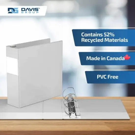 Premium Economy 3" Angle D Ring Binder 6pk White: Davis Group, Hard Cover, 625 Sheet Capacity, 2 Pockets, Polypropylene image {6}