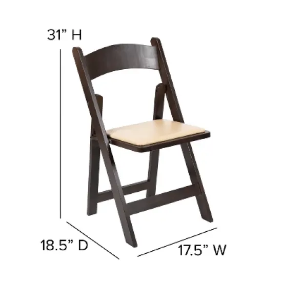 Emma and Oliver Chocolate Wood Folding Chair with Detachable Vinyl Padded Seat image {5}