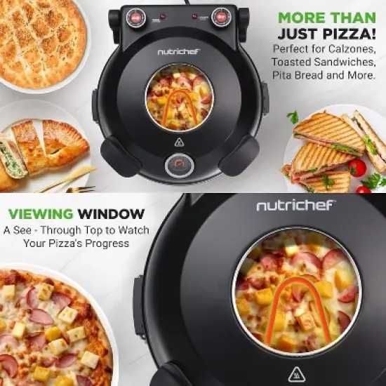 NutriChef  Countertop Electric Pizza Maker with Dual Temperature Controls image {5}