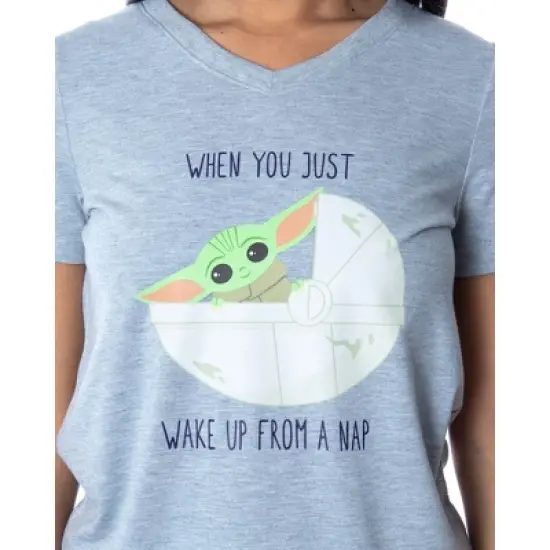 Star Wars Women's The Mandalorian Baby Yoda Shirt and Jogger Pants Pajama Set Grey image {1}