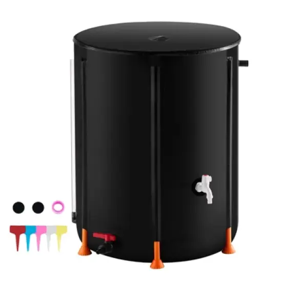 VEVOR Collapsible Rain Barrel, 53 Gallon/201 L Portable Rain Water Collection Barrel, PVC Rainwater Collection System with Spigots and Overflow Kit image {8}