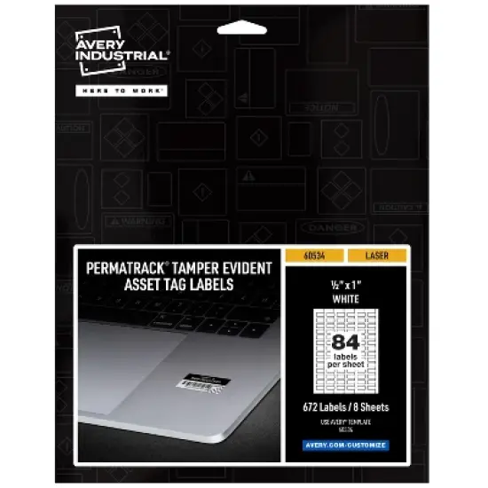 Avery PermaTrack Tamper-Evident Asset Tag Labels, 1/2" x 1", 672 Asset Tags (60534) image {9}
