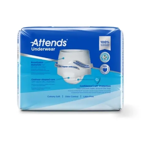 Attends Incontinence Underwear, Ultimate Absorbency, Unisex, Large, 72 Count image {3}