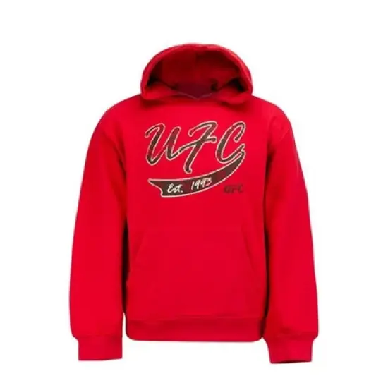UFC Girls Script Pullover Hoodie Sweatshirt, Red, L image {1}