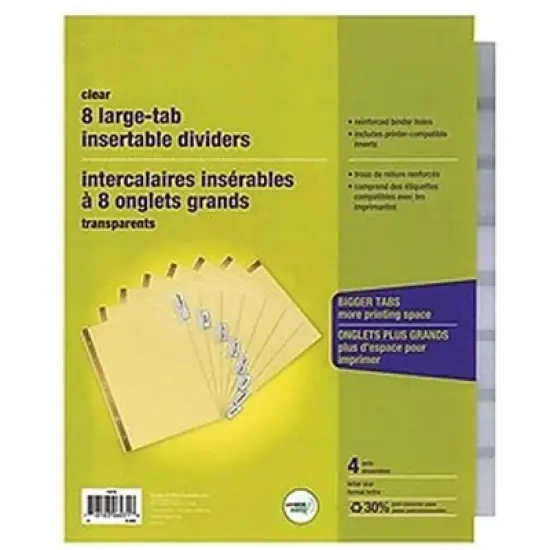 MyOfficeInnovations Big Tab Blank Paper Dividers 8-Tab Clear 4/Pack (13516/14482) 431424 image {6}