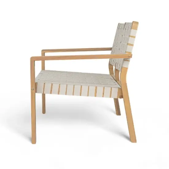 Christopher Knight Home Adkins Patio Rustic Woven Rope Acacia Wood Loveseat image {2}