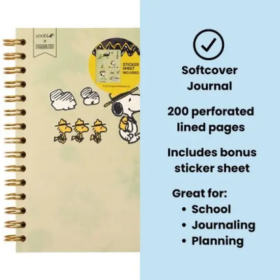 Yoobi 6"x8" Peanuts Journal Spiral with Elastic Band Beagle Scouts, School Supplies image {1}