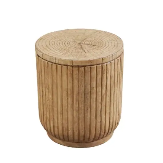 Moda Furnishings Multifunctional Outdoor Terrafab Faux Wood Side Table with Hidden Ice Bucket image {2}