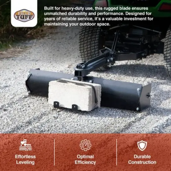 Field Tuff 38 Inch Sleeve Tow Behind Scraper, Durable Black Steel Construction for Garden and Yard Work, Essential Attachment for Landscaping, Black image {2}