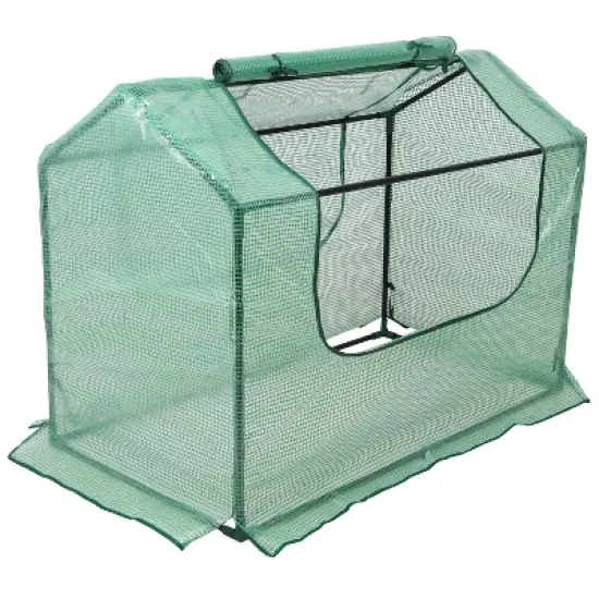 Sunnydaze Mini Greenhouse with 2 Zippered Side Doors - Green image {8}
