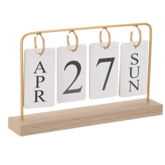 Unique Bargains Desktop Decoration Turn Page Vintage Wood Perpetual Calendar image {7}