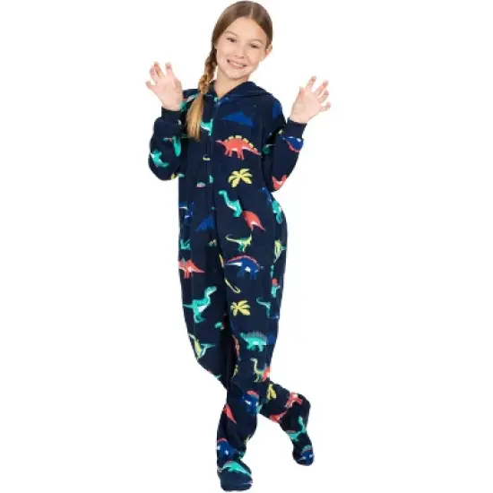 Footed Pajamas - Dinosaur Kingdom Kids Hoodie Fleece Onesie image {2}