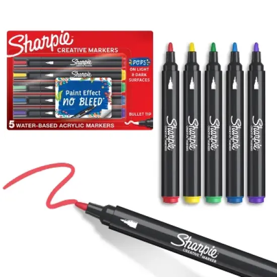 Sharpie 5pk Creative Markers Colorful Bullet Tip Gifting: Permanent Medium Point Art & Stationery Set image {9}