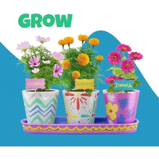 Dan&Darci Paint & Plant Stoneware Garden Kit &ndash; Paintable Flower Pots with Soil & Seeds, Craft Kit, Gifts for Kids image {5}