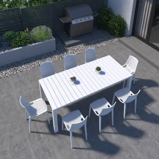 Amazonia Leblon 9pc Aluminum Rectangular Patio Dining Set White image {2}