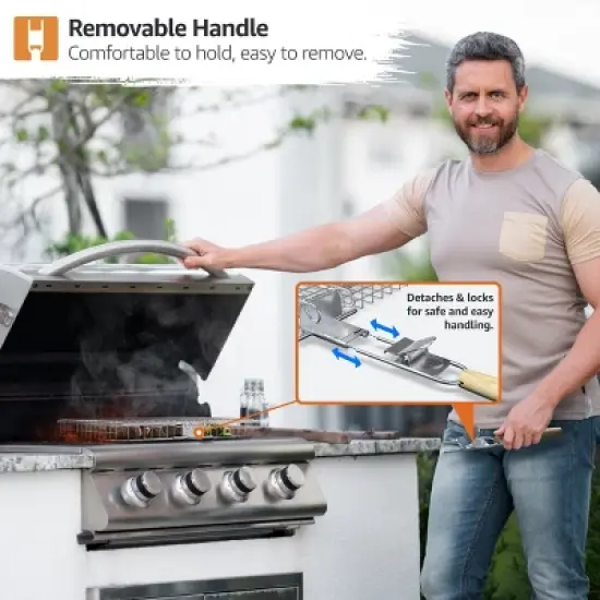 Sorbus 2 Pack Stainless Steel Large Folding Barbecue Grilling Basket with Handle - for Fish, Shrimp, Vegetables, Grilling Accessories, Outdoor Cooking image {3}