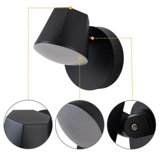 C Cattleya Modern Black Aluminum LED Outdoor Indoor Wall Light with Adjustable Head image {3}