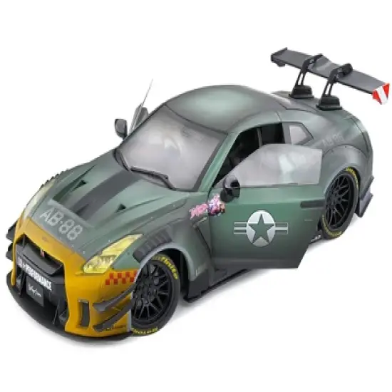 2022 Nissan GT-R (R35) RHD Liberty Walk 2.0 Body Kit "Army Fighter" "Competition" Series 1/18 Diecast Model Car by Solido image {1}