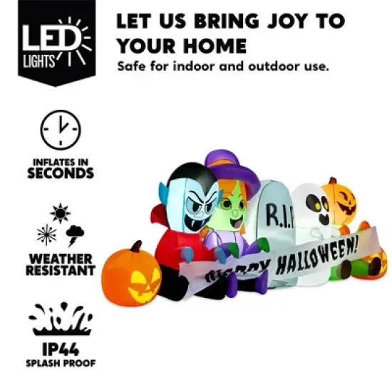 Joyfy 8 FT Long Inflatable Halloween Outdoor Decorations, Inflatable Pumpkin Ghost Vampire Witch Tombstone with LEDs for Yard Garden Lawn Decorations image {2}