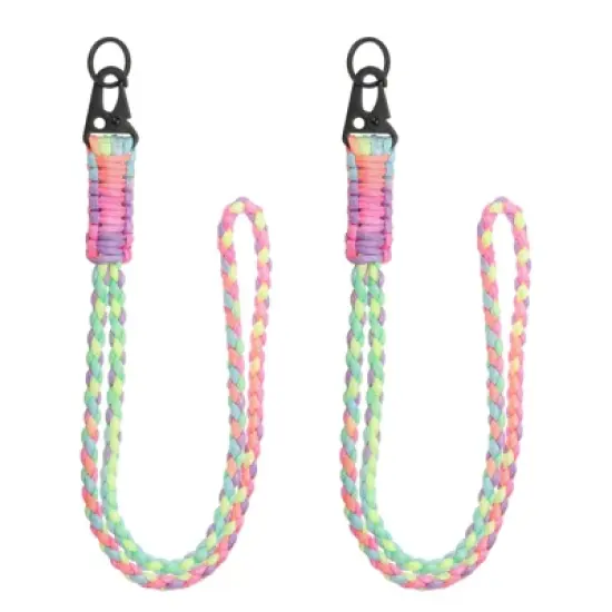 Unique Bargains Braided Soft Keychain ID Badges Lanyard with Metal Ring 2 Pcs image {5}