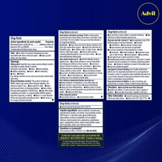 Advil NSAID PM Pain Reliever Ibuprofen Caplets - 20ct image {11}