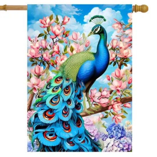 Briarwood Lane Summer House Flag 40x28 For Outdoor Fancy Peacock For Summer House Flag image {1}