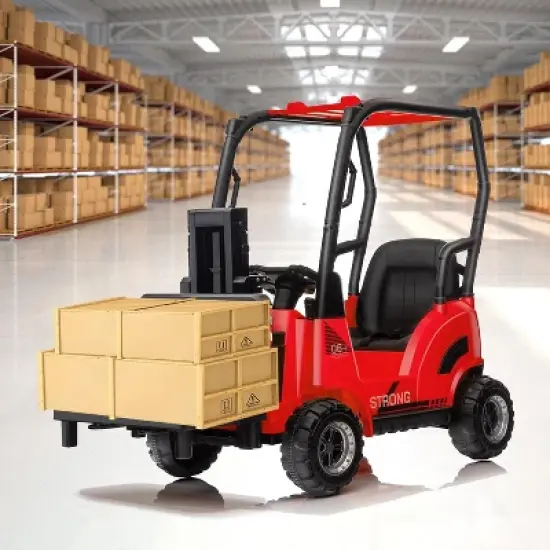 12V Kids Ride On Forklift Car with Tent, Electric Ride On Construction Car Toy for Toddles with Remote Control, 2 Speeds, Music image {5}