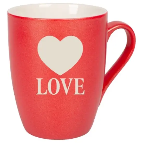 100 North Heart 10 Ounce Crimson Red Metallic Finish, Comfortably Fits Your Hands, New Bone China Coffee Tea Cup Mug, Love image {1}