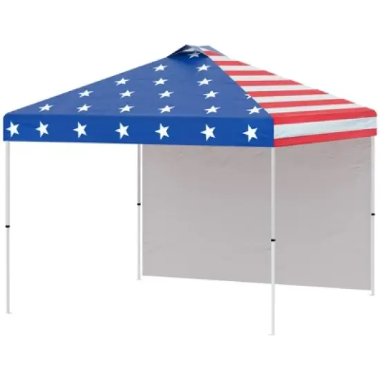 Outsunny 10' x 10' Pop Up Canopy Tent with 1 Sidewall, Carry Bag, Adjustable Height, Instant Shelter Tent for Backyard, Garden, and Patio image {3}
