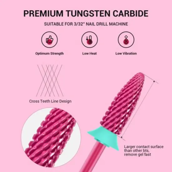 MelodySusie Long Flame Nail Drill Bits, 3/32'' Carbide Tungsten Bits, Suitable for Manicure Pedicure Cuticle Gel Polishing, Beginners Bits image {1}