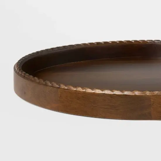 Braided Edge Wood Tray Dark Brown - Threshold&trade; designed with Studio McGee image {3}