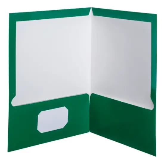 Oxford 2-Pocket Laminated Folder, 100 Sheet Capacity, Hunter Green, Pack of 25 image {1}