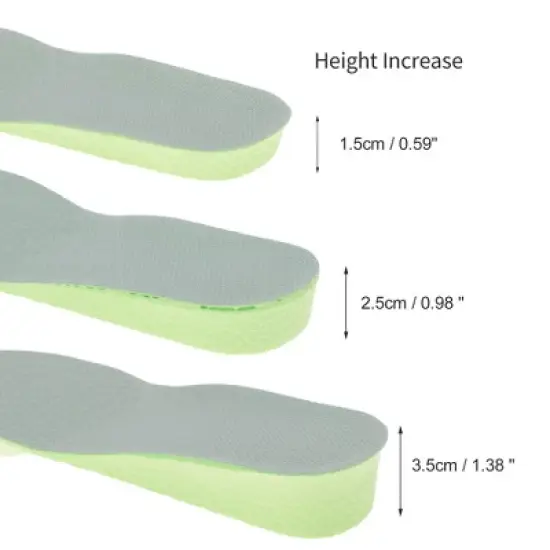 Unique Bargains Height Increase Shoe Inserts Fit Shoe Green Gray 1 Pair image {1}