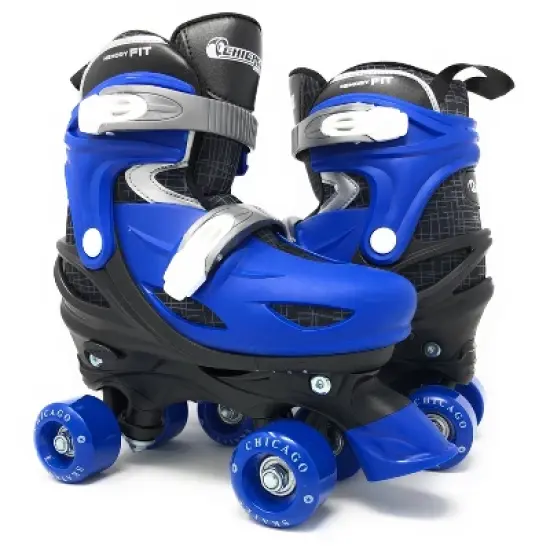 Chicago Skates Deluxe Kids' Quad Roller Skate Combo Set - Black/Blue image {5}