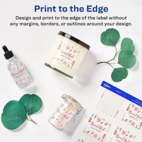 Avery Printable Blank Square Labels, 2" x 2", Glossy Crystal Clear, 120 Customizable Labels (22853) image {3}