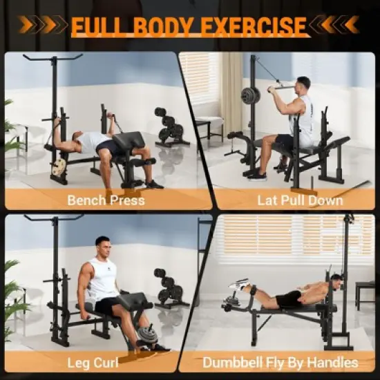 6-In-1 Foldable Weight Bench with Leg Extension & Preacher Curl, Adjustable Bench Press Station for Home Gym, 900LB Capacity, for  Barbell Workouts image {3}