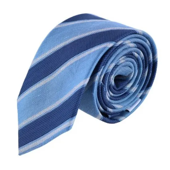 Ascentix Men's Blue and Silver Striped Necktie image {3}