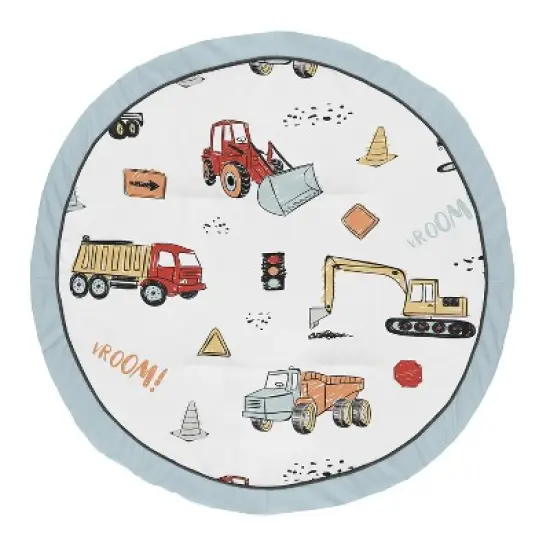 Sweet Jojo Designs Boy Baby Tummy Time Playmat Construction Truck Red Blue and Grey image {4}