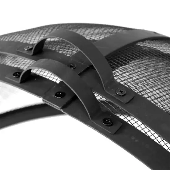 Sunnydaze Outdoor Heavy-Duty Steel Mesh Round Easy-Opening Camp Fire Pit Spark Screen Lid with Hinged Door -  Black image {4}