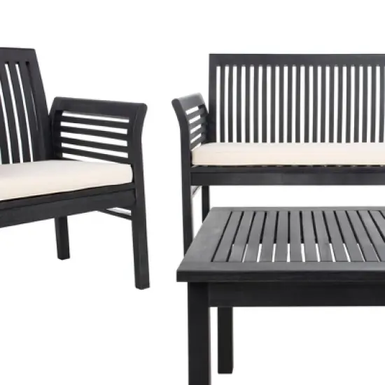 Carson 4pc Outdoor Set - Black/White - Safavieh image {2}